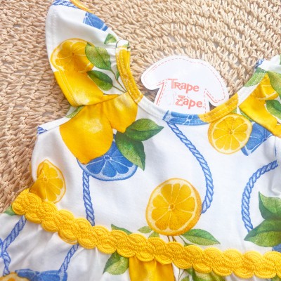 Vestido Regata Limões - Off White e Amarelo